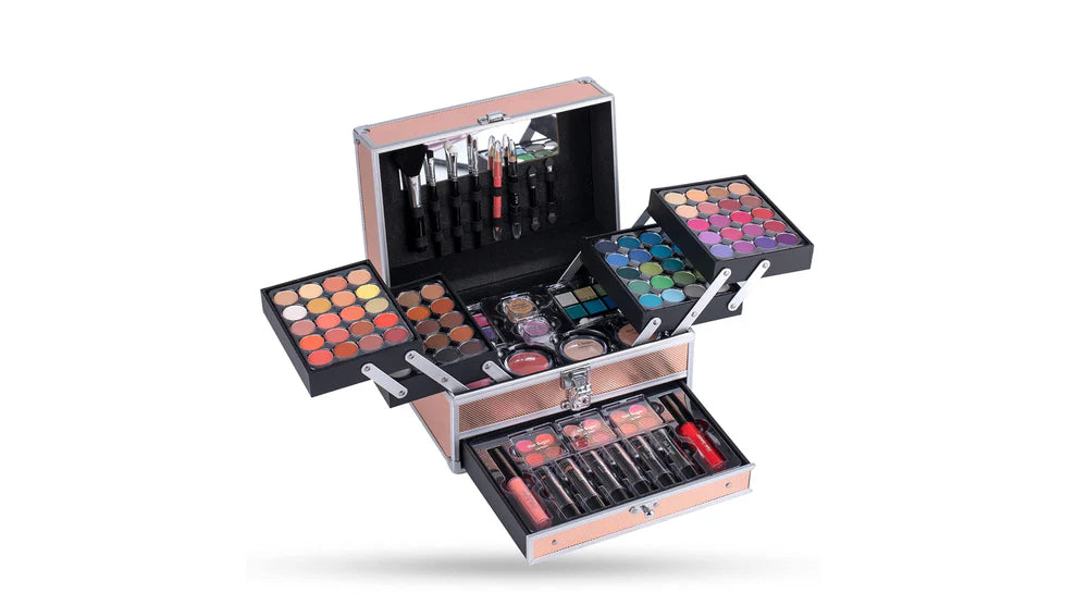 Makeup Marvels on Pink: A Spectrum of Beauty Products